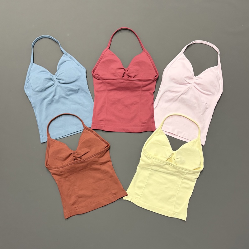 Halter Neck Top - 짐 여성용 스포츠 탱크탑 심리스 홀터