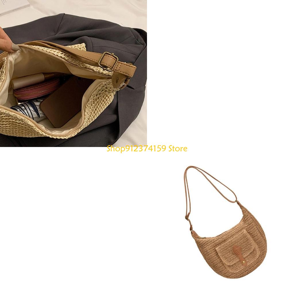 Beach Bag Straw - G5AE 여성 밀짚 비치 백 심플