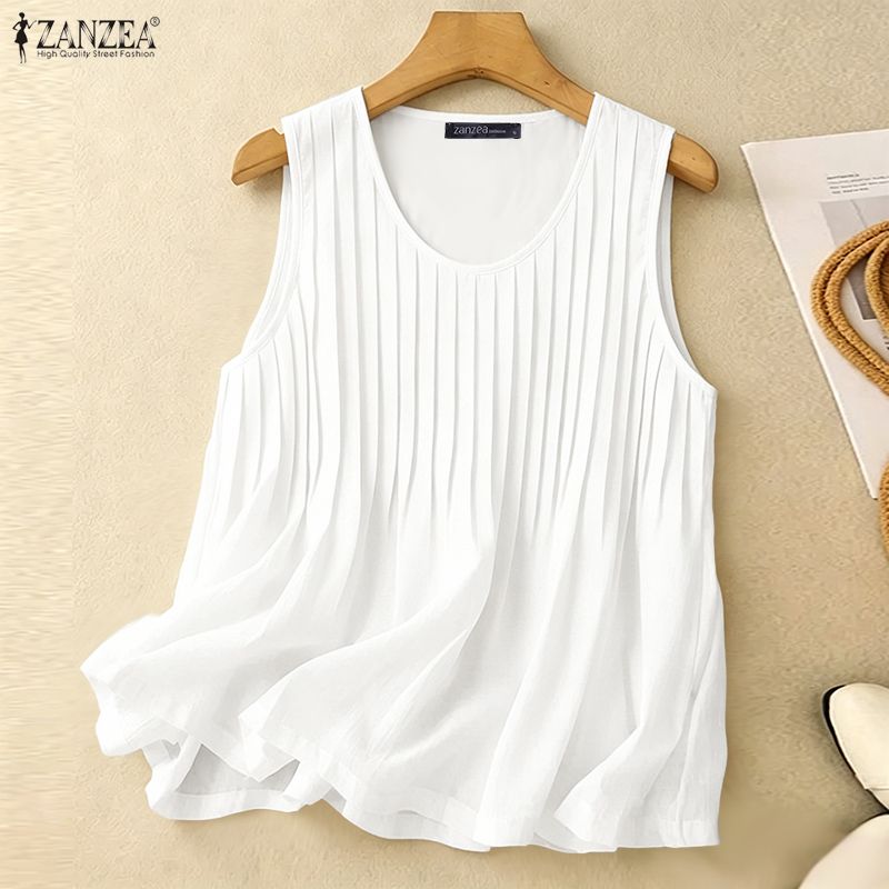 Summer Clothing Plus - ZANZEA 여성 여름 핀턱 탱크탑 플러스