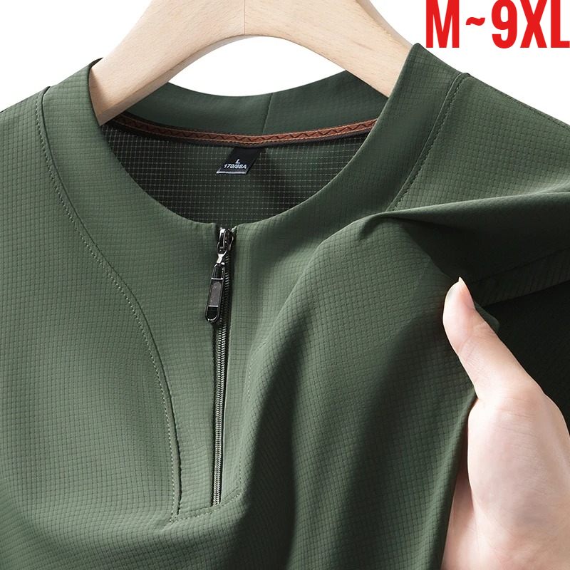 Summer Clothing For Young Men - 빅사이즈 9XL 남성 아이스 실크 헨리넥