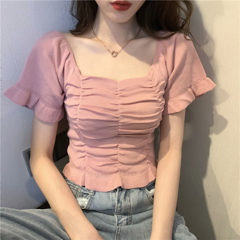 Summer Clothing For Teens - 니트 패션 블라우스 여성 러플 젊은