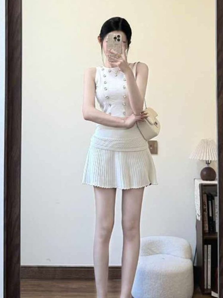 여름 프렌치 스타일 화이트 네일 비즈 탑 여성 니트 베 - Summer Clothing In French 리뷰 및 가격