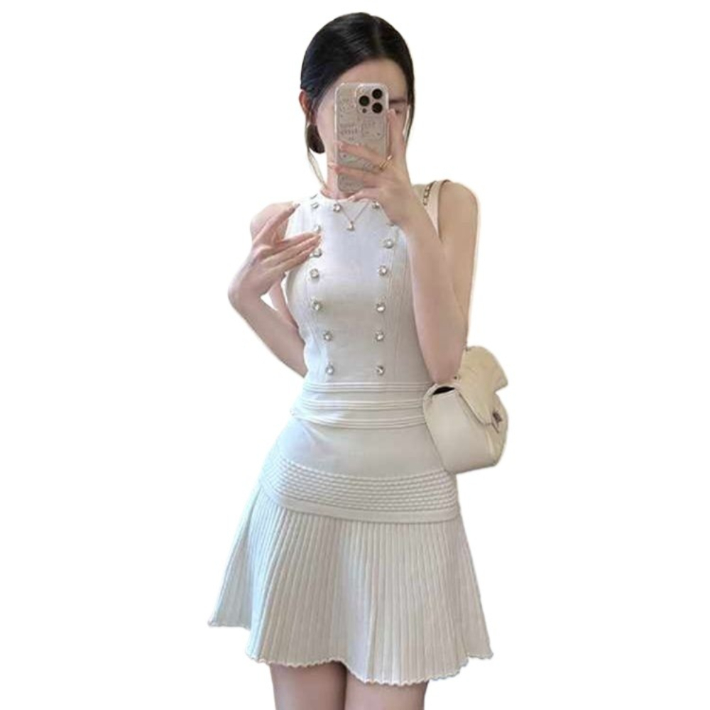 여름 프렌치 스타일 화이트 네일 비즈 탑 여성 니트 베 - Summer Clothing In French 리뷰 및 가격