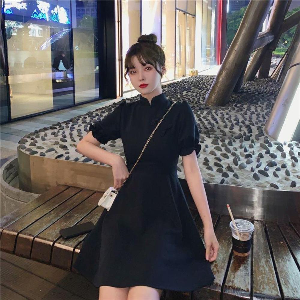 여름 레트로 치파오 드레스 여성용 프렌치 티 브레이크  - Summer Clothing In French 리뷰 및 가격