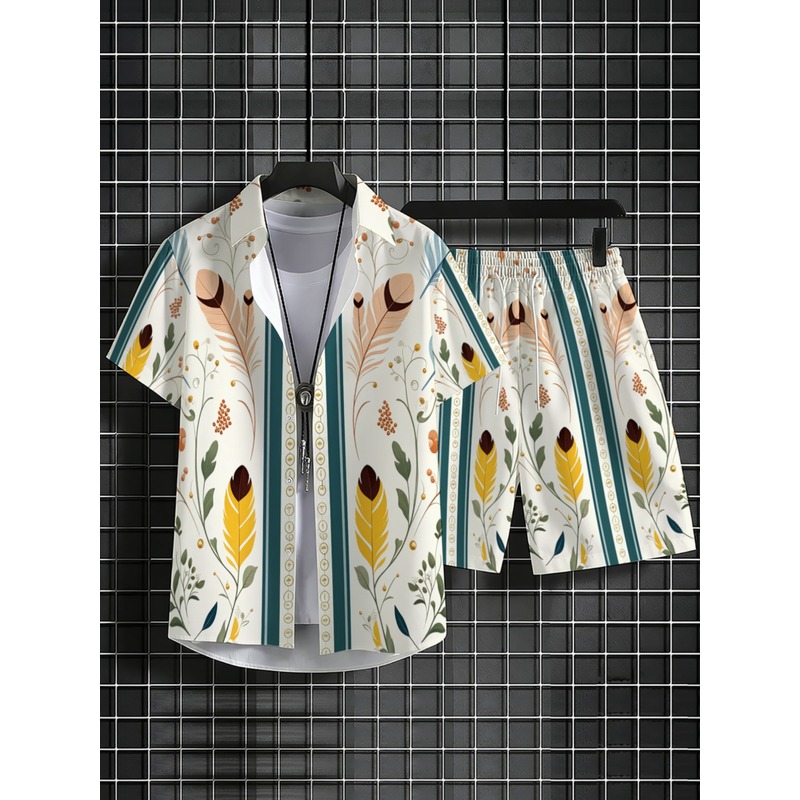 남성용 2피스 여름 의상 하와이안 셔츠와 반바지 세트  - Beach Shirt Hawaiian 리뷰 및 가격