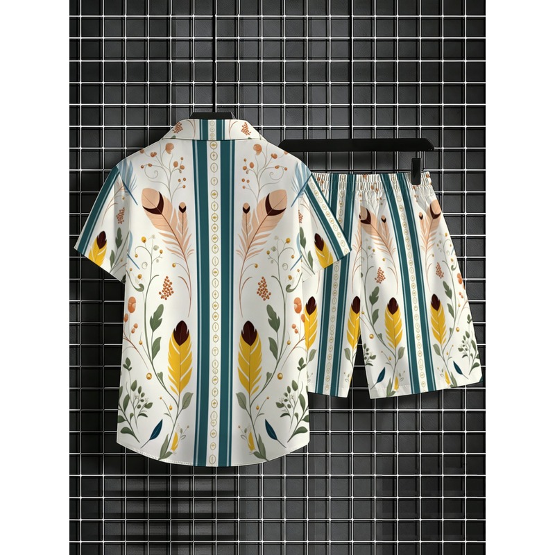 남성용 2피스 여름 의상 하와이안 셔츠와 반바지 세트  - Beach Shirt Hawaiian 리뷰 및 가격