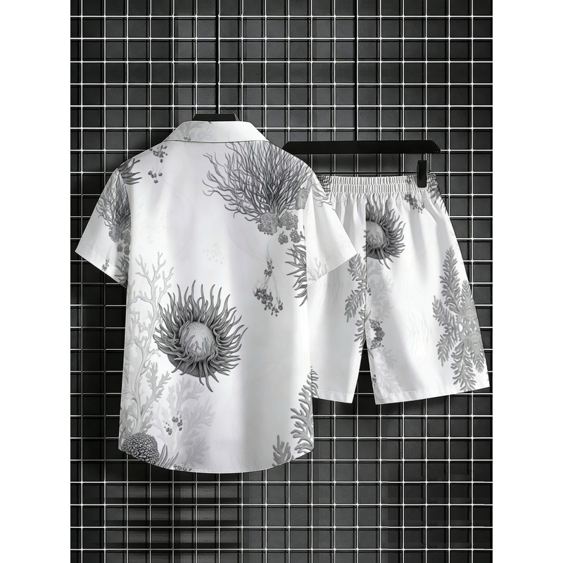 남성용 플로럴 하와이안 셔츠 & 반바지 세트 폴리에스터 - Beach Shirt Hawaiian 리뷰 및 가격
