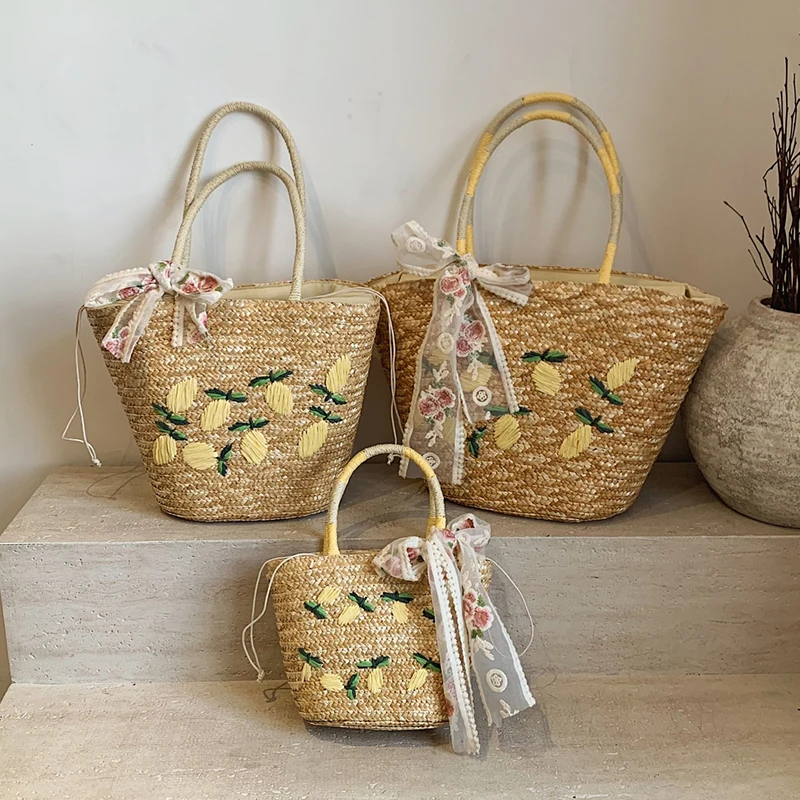 대용량 비치 숄더 백 디자이너 자수 핸드백 여름 수제  - Beach Bag Straw 리뷰 및 가격