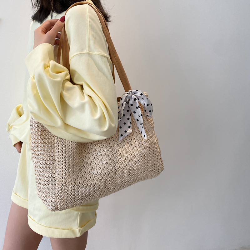 여성용 여름 스카프 나비매듭 밀짚 가방, 여행 비치 가 - Beach Bag Straw 리뷰 및 가격