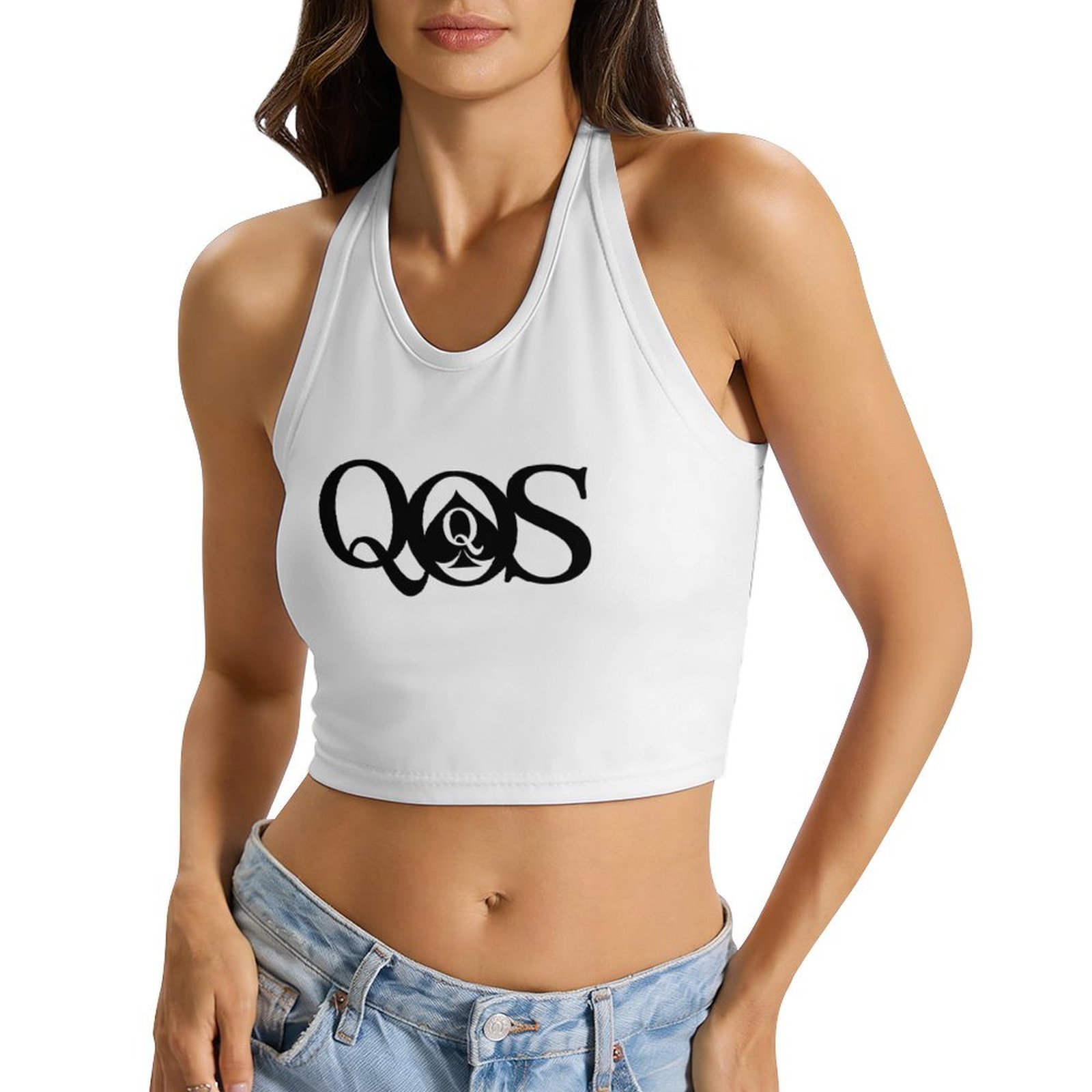 여성용 QOS 프린트 타이 홀터탑 백리스 스쿱넥 이중  - Halter Neck Top 리뷰 및 가격