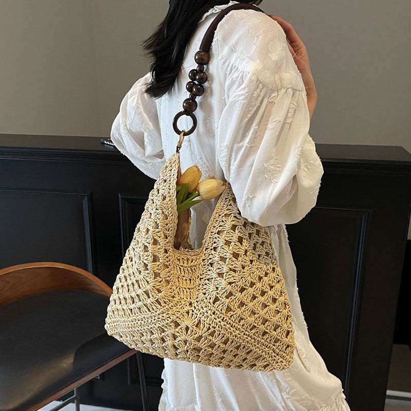 해변 휴가 스타일 대용량 스트로우 숄더백 여성용 202 - Beach Bag Straw 리뷰 및 가격