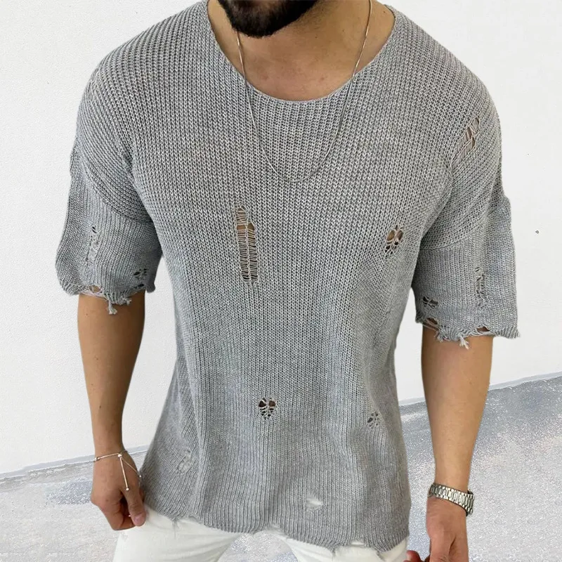 2025 여름 신사복 솔리드 컬러 스웨터 라운드 넥 반 - Summer Clothing Men 2025 리뷰 및 가격