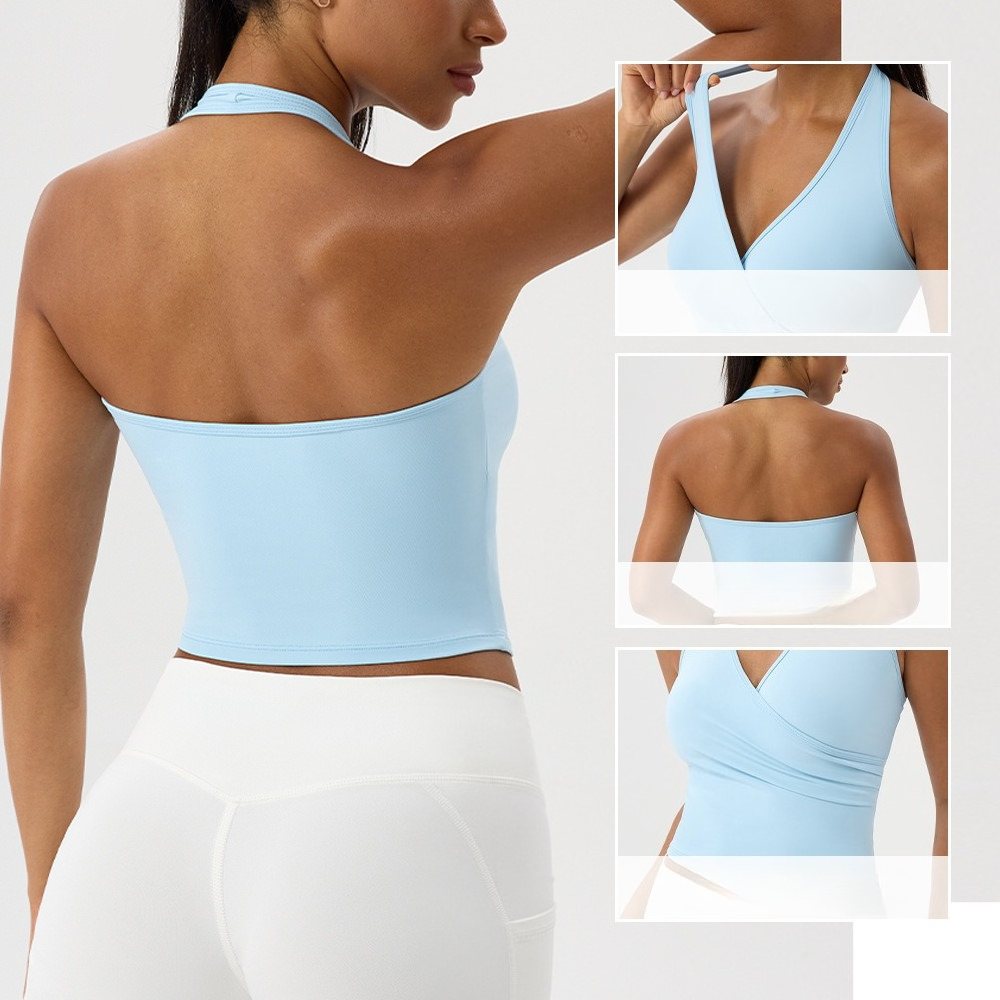 여성용 홀터 V넥 요가 탱크탑 누드 느낌 속건 통기성  - Halter Neck Top 리뷰 및 가격