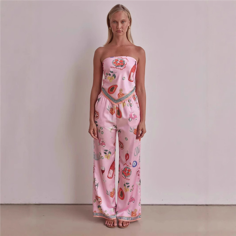 25 여름 신상 섹시 프린트 스트랩리스 와이드 레그 세 - Summer Clothing Italy 리뷰 및 가격