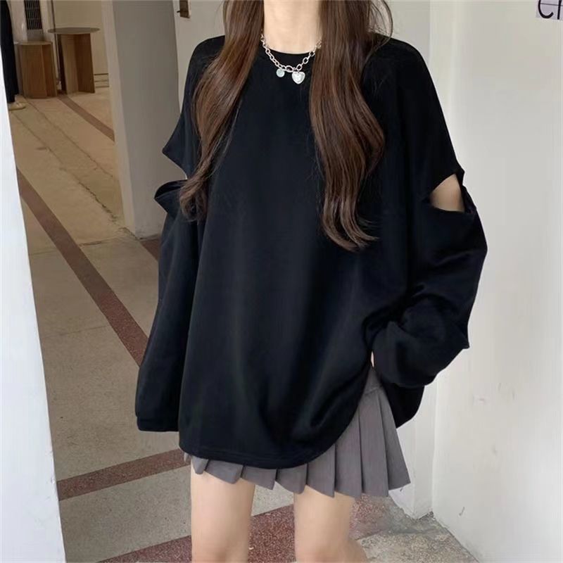여성용 구멍 뚫린 루즈 트렌드 티셔츠, 긴팔 O넥 플러 - Summer Clothing Uk 리뷰 및 가격