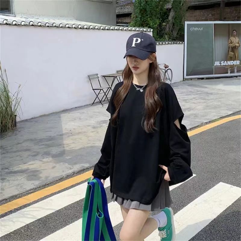여성용 구멍 뚫린 루즈 트렌드 티셔츠, 긴팔 O넥 플러 - Summer Clothing Uk 리뷰 및 가격