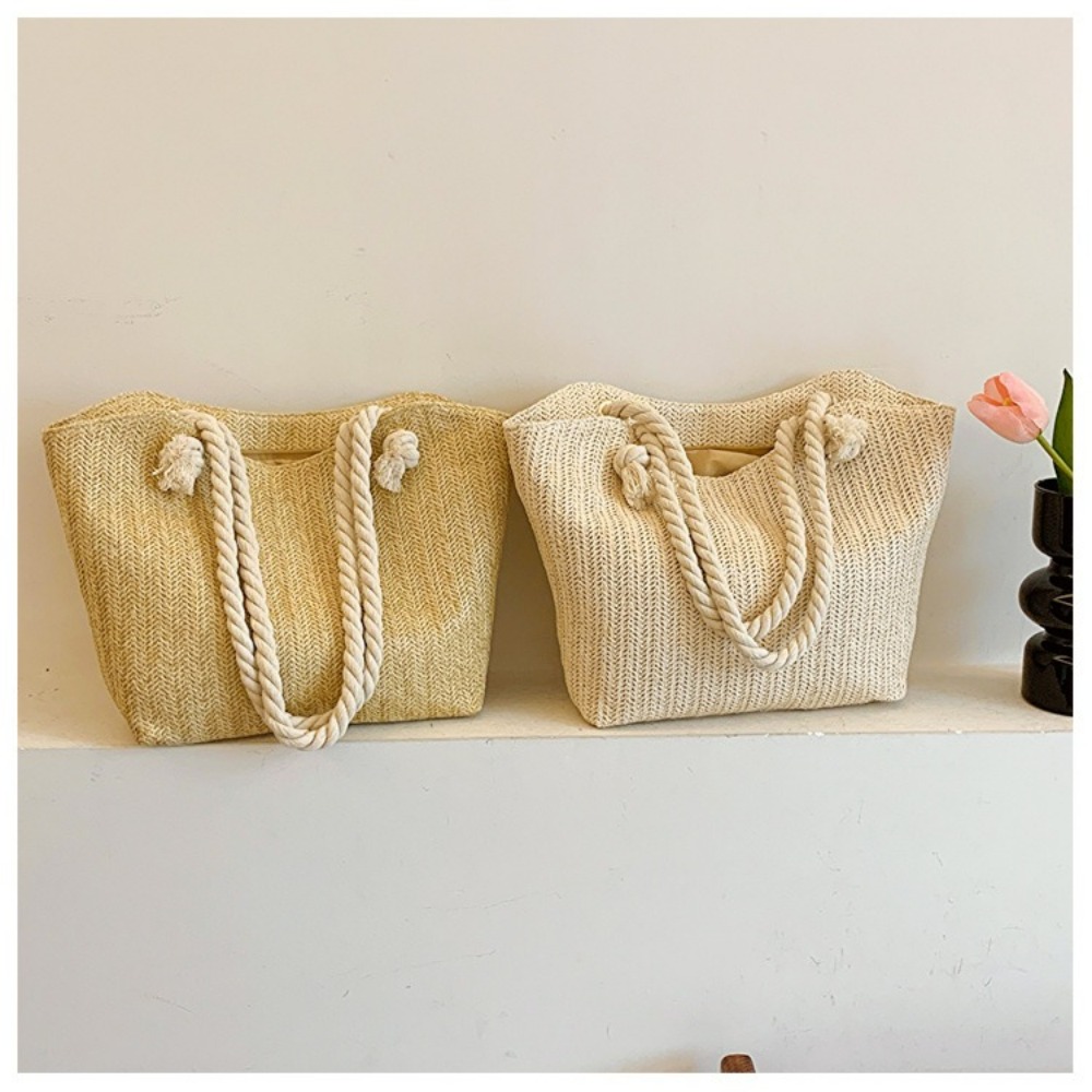 새로운 여름 비치 토트백 대용량 라피아 보헤미안 탑핸들 - Beach Bag Straw 리뷰 및 가격