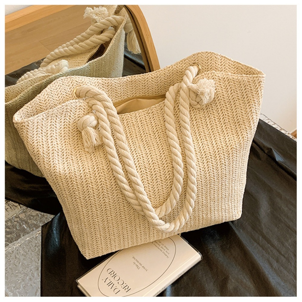 새로운 여름 비치 토트백 대용량 라피아 보헤미안 탑핸들 - Beach Bag Straw 리뷰 및 가격