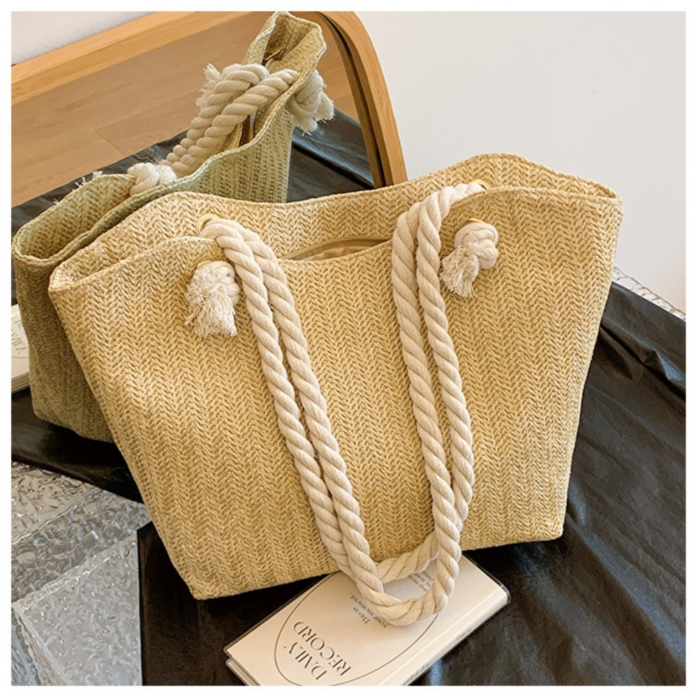 새로운 여름 비치 토트백 대용량 라피아 보헤미안 탑핸들 - Beach Bag Straw 리뷰 및 가격
