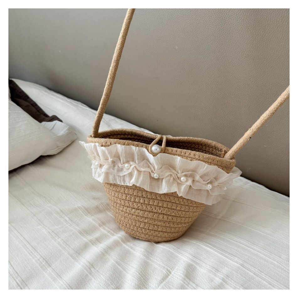 키즈 여름 밀짚모자 & 가방 세트, 귀여운 손잡이 레이 - Beach Bag Straw 리뷰 및 가격