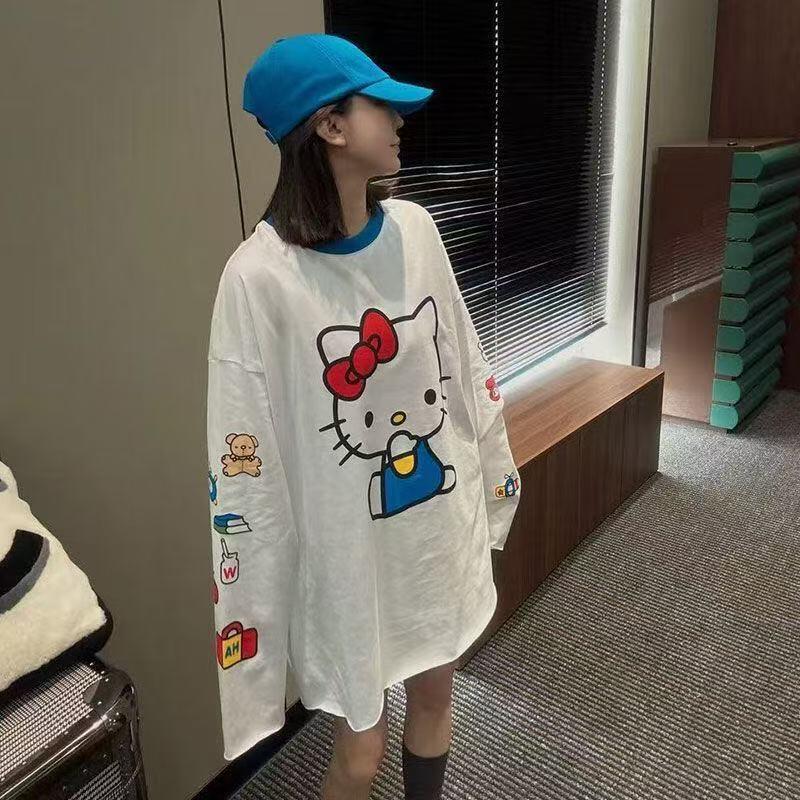 긴팔 헬로 키티 여름 새 스타일 만화 귀여운 프린트 티 - Summer Clothing Usa 리뷰 및 가격