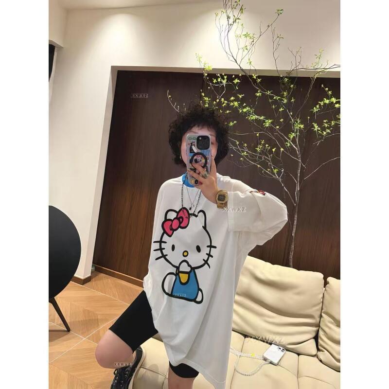 긴팔 헬로 키티 여름 새 스타일 만화 귀여운 프린트 티 - Summer Clothing Usa 리뷰 및 가격