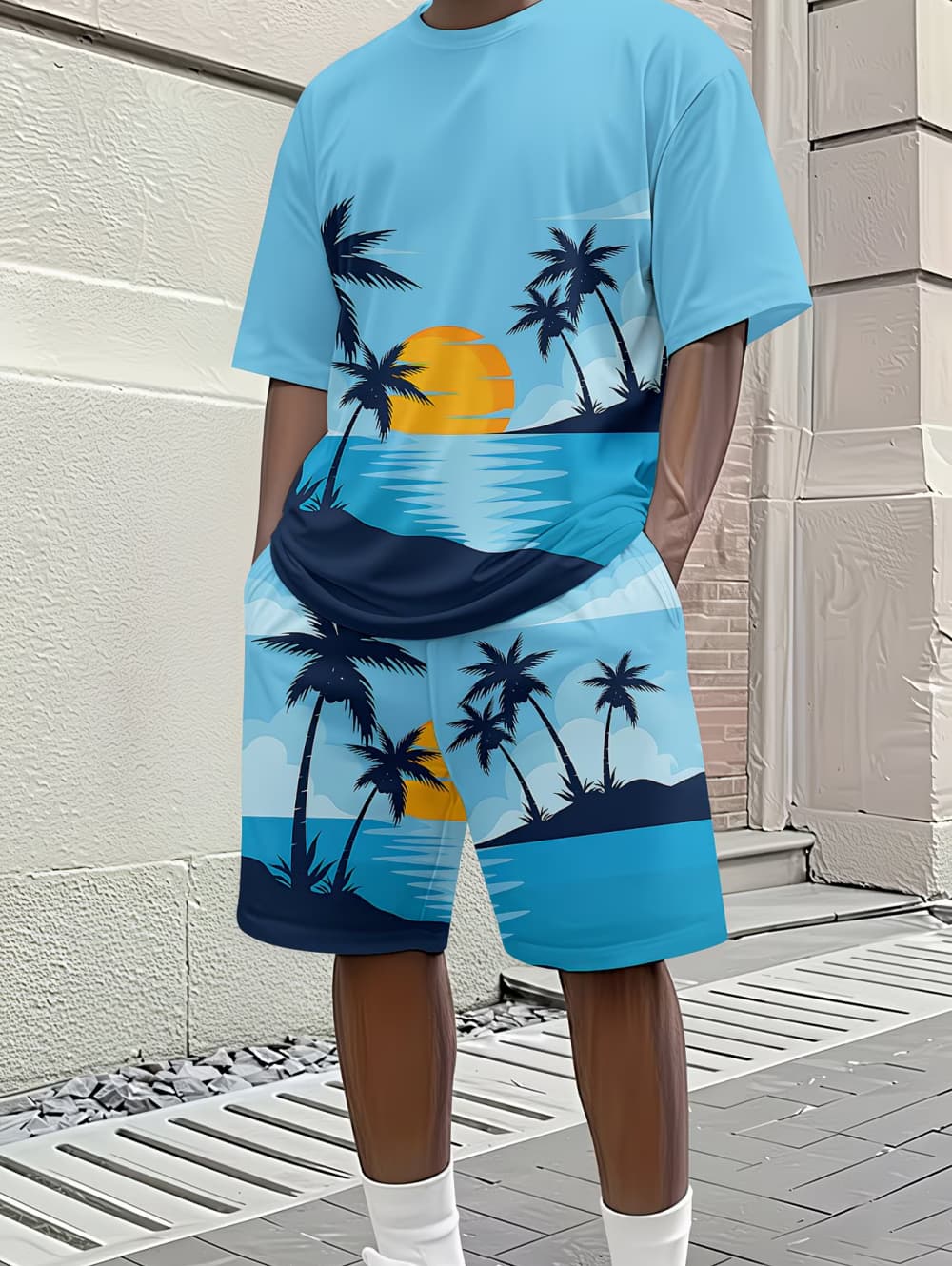 2026 남성 2피스 세트 하와이안 야자수 프린트 남성 - Beach Shirt Hawaiian 리뷰 및 가격