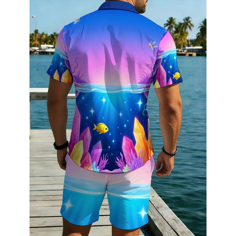 남성용 폴리에스터 하와이안 셔츠와 반바지 세트, 생동감 - Beach Shirt Hawaiian 리뷰 및 가격