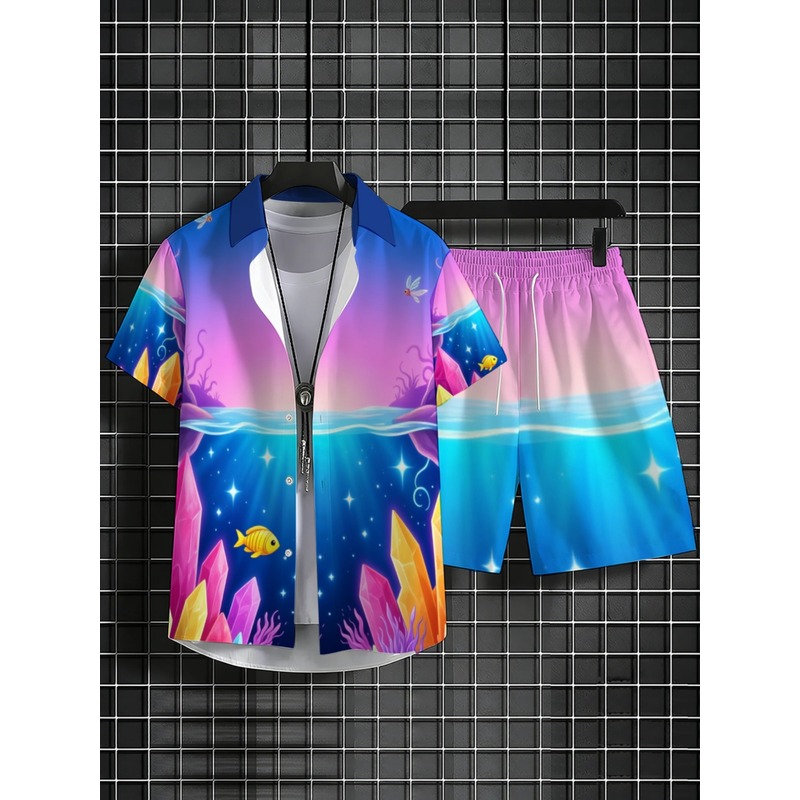남성용 폴리에스터 하와이안 셔츠와 반바지 세트, 생동감 - Beach Shirt Hawaiian 리뷰 및 가격