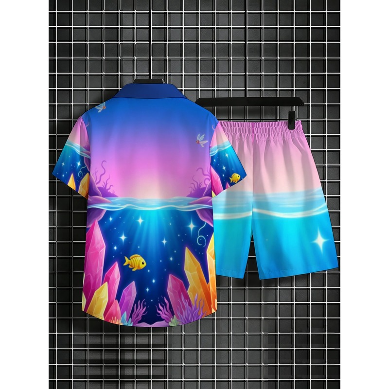 남성용 폴리에스터 하와이안 셔츠와 반바지 세트, 생동감 - Beach Shirt Hawaiian 리뷰 및 가격