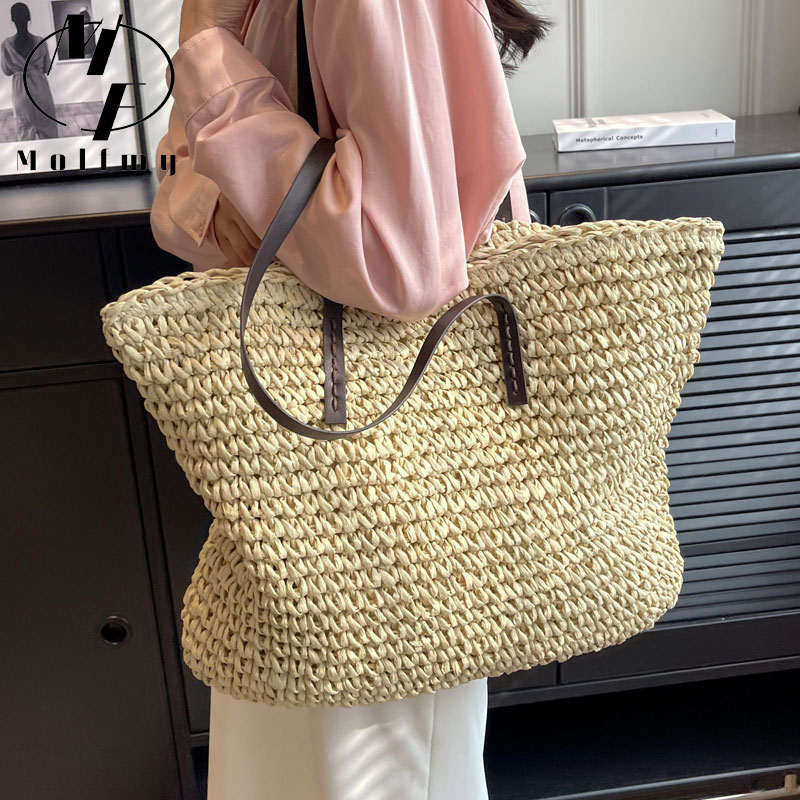 밀짚 짠 토트 백 캐주얼 대형 럭셔리 디자인 용량 핸드 - Beach Bag Straw 리뷰 및 가격