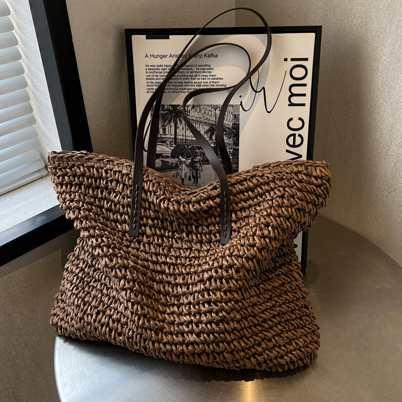 밀짚 짠 토트 백 캐주얼 대형 럭셔리 디자인 용량 핸드 - Beach Bag Straw 리뷰 및 가격