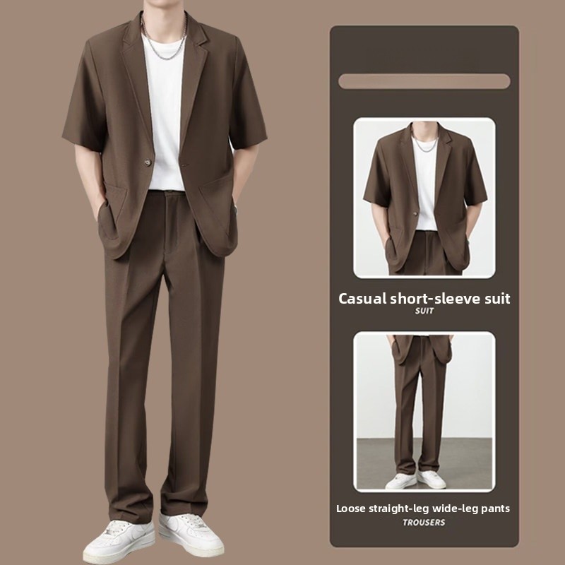 여름용 얇은 아이스 실크 드레이프 수트 세트 남성 반팔 - Summer Clothing For Teens 리뷰 및 가격