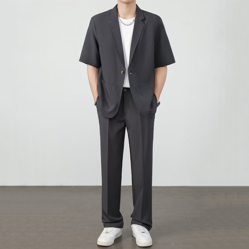 여름용 얇은 아이스 실크 드레이프 수트 세트 남성 반팔 - Summer Clothing For Teens 리뷰 및 가격