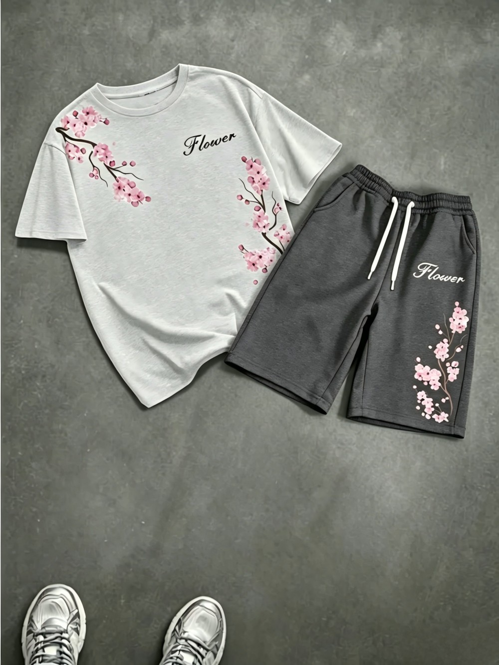 남성용 여름 벚꽃 문자 인쇄 편안한 통기성 라운드 넥  - Summer Clothing For Young Men 리뷰 및 가격
