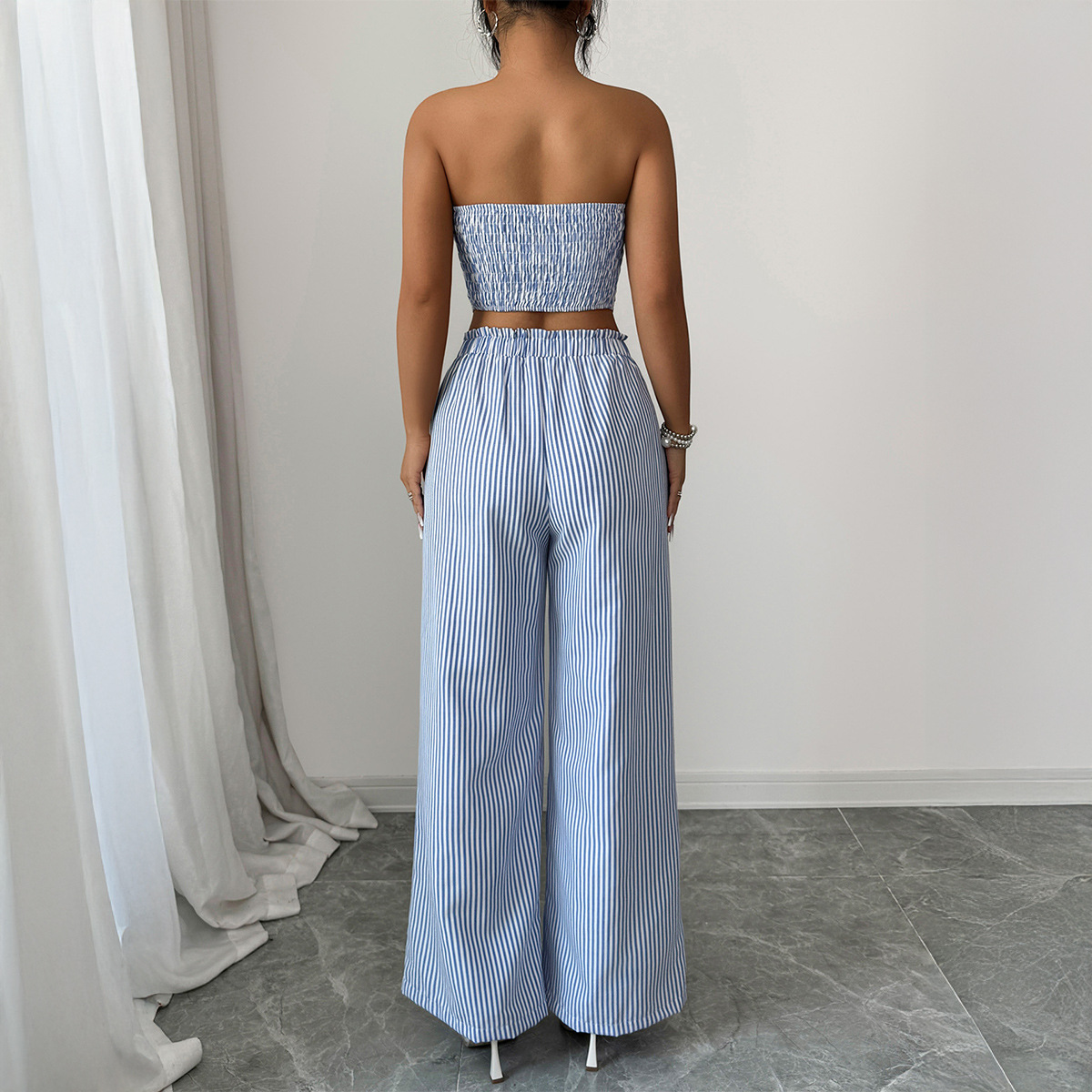 우아한 디자인 스트라이프 버튼 스트랩리스 슈트 여성 의 - Summer Clothing Italy 리뷰 및 가격