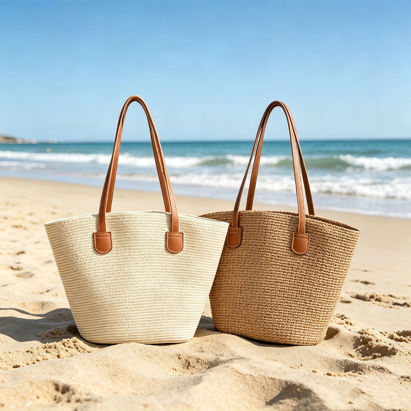 CLAREGQI 여성용 솔리드 컬러 밀짚 토트백, PU - Beach Bag Straw 리뷰 및 가격