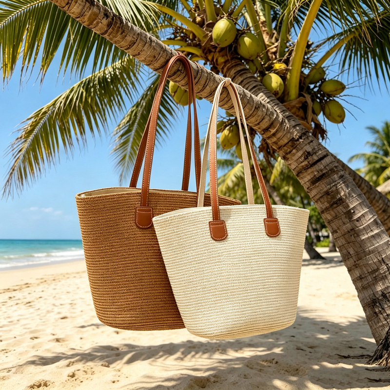 CLAREGQI 여성용 솔리드 컬러 밀짚 토트백, PU - Beach Bag Straw 리뷰 및 가격