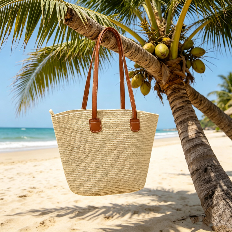 CLAREGQI 여성용 솔리드 컬러 밀짚 토트백, PU - Beach Bag Straw 리뷰 및 가격