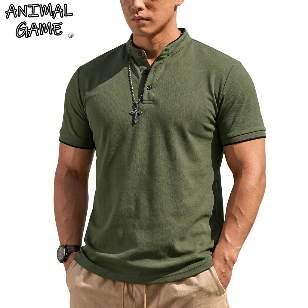 여름 반팔 헨리 셔츠 남성용 버튼 폴로 셔츠 클래식 칼 - Summer Clothing For Young Men 리뷰 및 가격