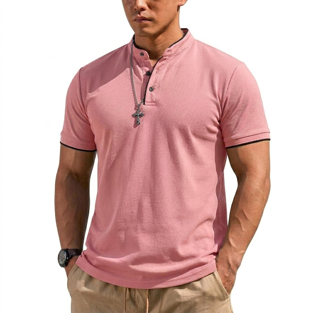 여름 반팔 헨리 셔츠 남성용 버튼 폴로 셔츠 클래식 칼 - Summer Clothing For Young Men 리뷰 및 가격