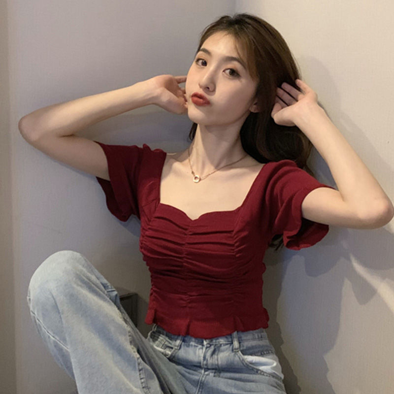 니트 패션 블라우스 여성 러플 젊은 여성 우아한 블라우 - Summer Clothing For Teens 리뷰 및 가격