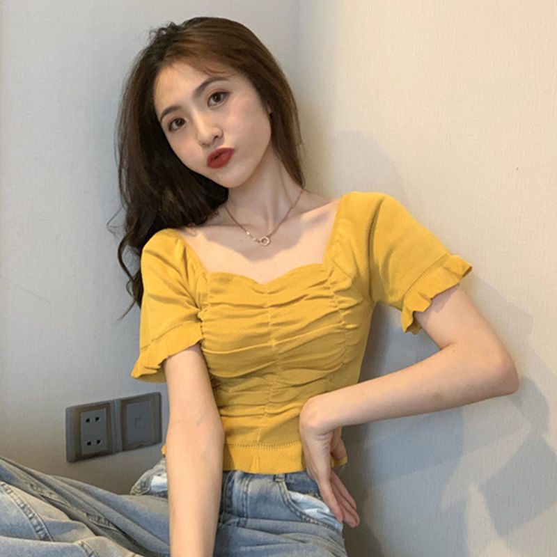니트 패션 블라우스 여성 러플 젊은 여성 우아한 블라우 - Summer Clothing For Teens 리뷰 및 가격