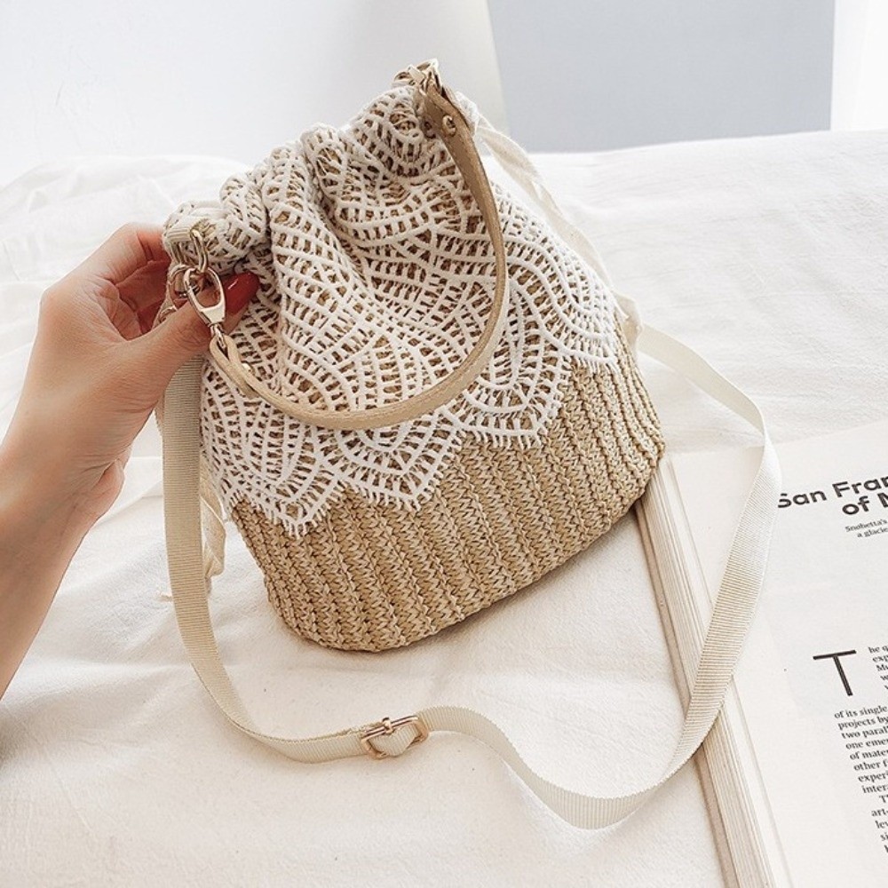 휴대용 레이스 밀짚 숄더백 보헤미안 플라워 위브 토트백 - Beach Bag Straw 리뷰 및 가격