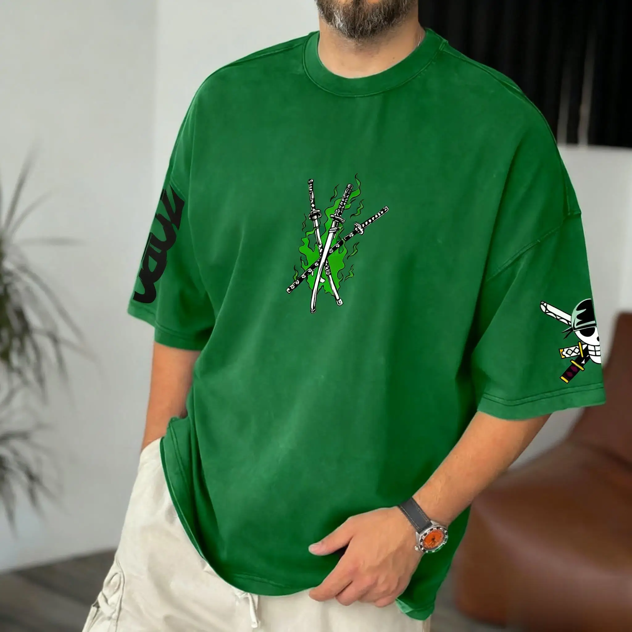 여름 Y2K 애니메이션 원피스 조로 그래픽 티셔츠 남녀 - Summer Clothing Men 2025 리뷰 및 가격
