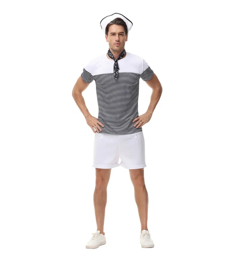 커플 해상 해군 선원 의상 선원 의상 남성용 Womao - Summer Vacation Clothing Men 리뷰 및 가격