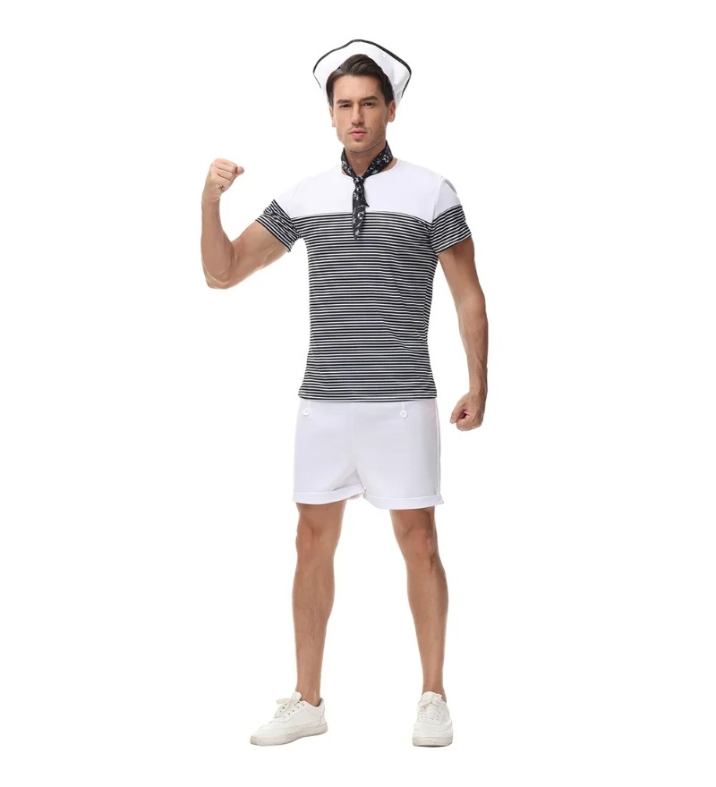 커플 해상 해군 선원 의상 선원 의상 남성용 Womao - Summer Vacation Clothing Men 리뷰 및 가격