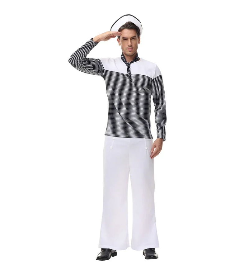 커플 해상 해군 선원 의상 선원 의상 남성용 Womao - Summer Vacation Clothing Men 리뷰 및 가격