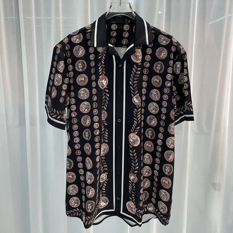 로얄 럭셔리 남성 셔츠 세트 빈티지 패턴 캐릭터 프린트 - Beach Shirt Hawaiian 리뷰 및 가격